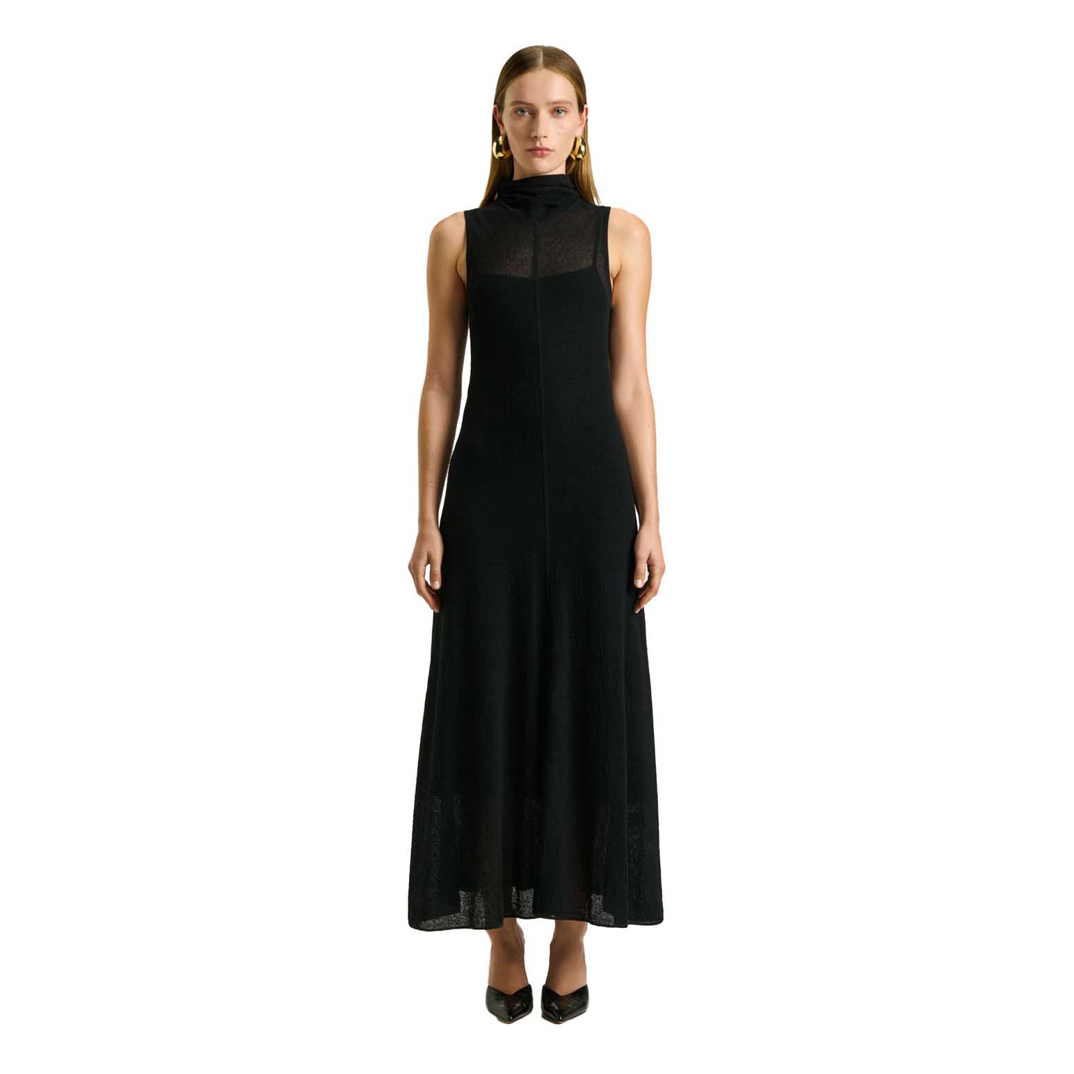 Veronika Maine Sheer Crepe Knit Dress